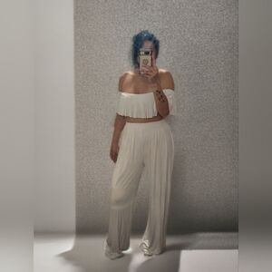 JLUXLABEL Off-Shoulder Cream Jumpsuit
